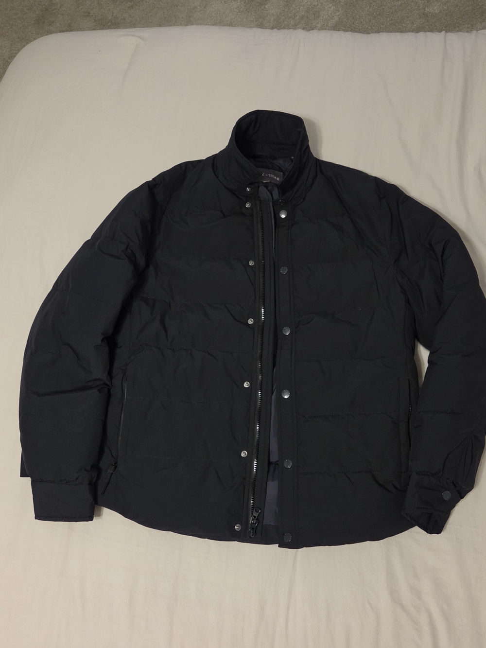 Slate & Stone Men’s Puffer Shirt Jacket Black Down Fill Size Small #5371